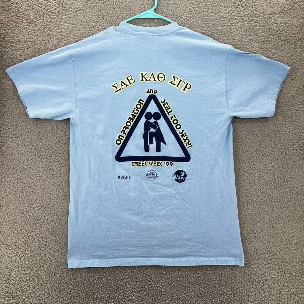 VTG Hanes Beefy Greek‎ Week 1999 Power of One T Shirt Adult Large Blue Y2k